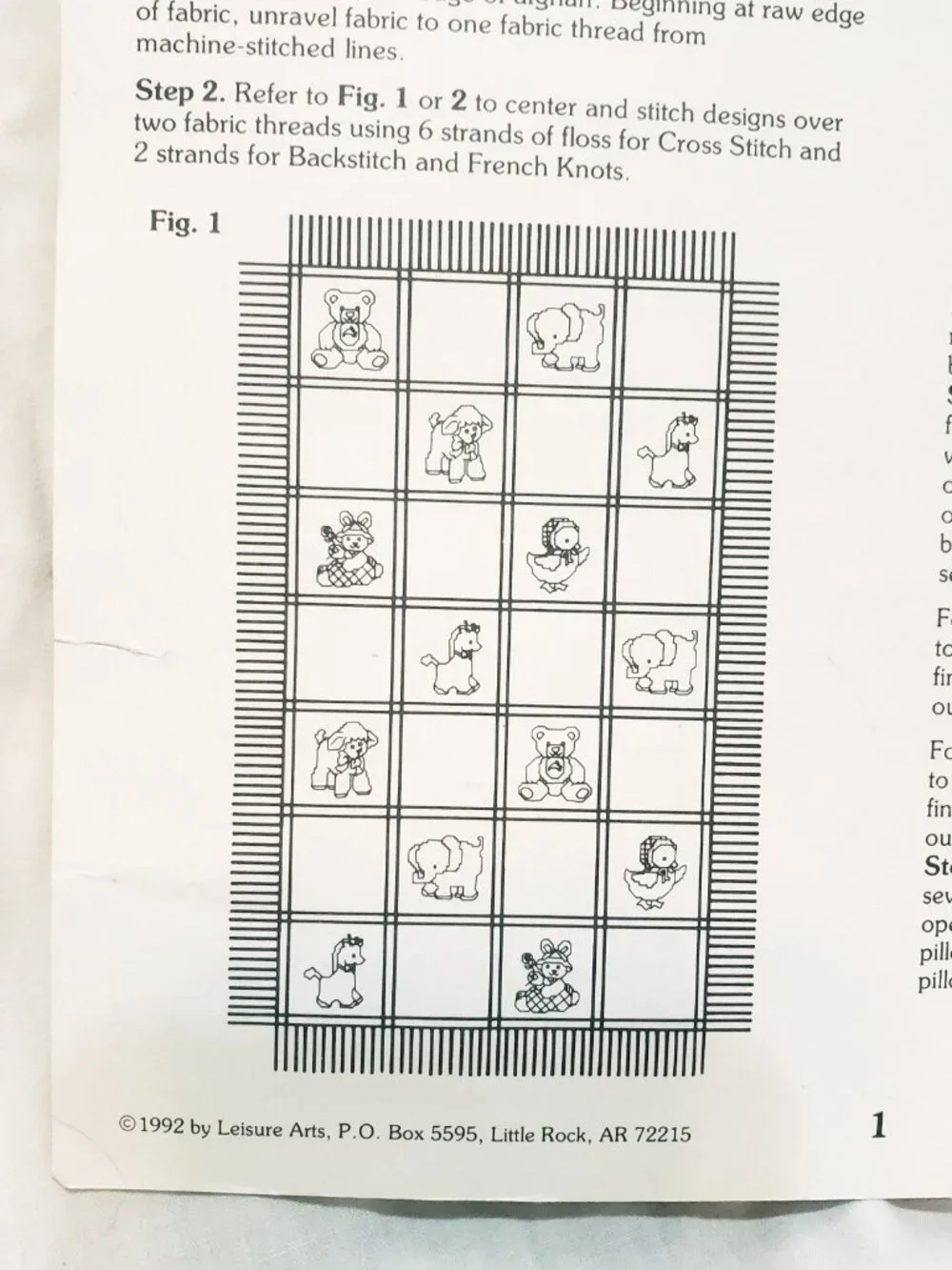 Baby's Buddies Bear Lamb Elephant Cross Stitch Leaflet 2240 Leisure Arts 1992